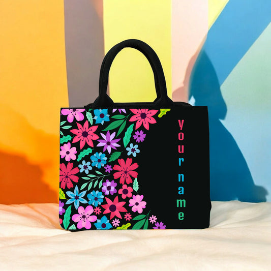 Customized Colourful Flowers mini tote bag