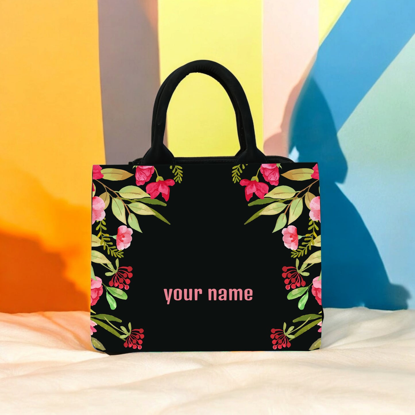 Customized Canvas Flowers Floral mini tote bag
