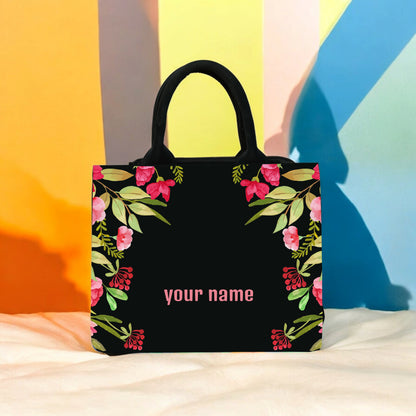 Customized Canvas Flowers Floral mini tote bag