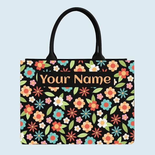 personalised colorful floral tote bag with name custom canvas tote bag for women stylish designer tote bag india