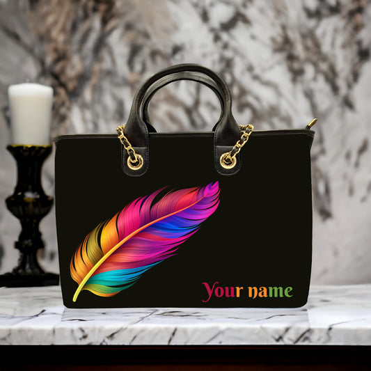 Personalised feather sling bag with name custom canvas bag for girls Nixa Style
