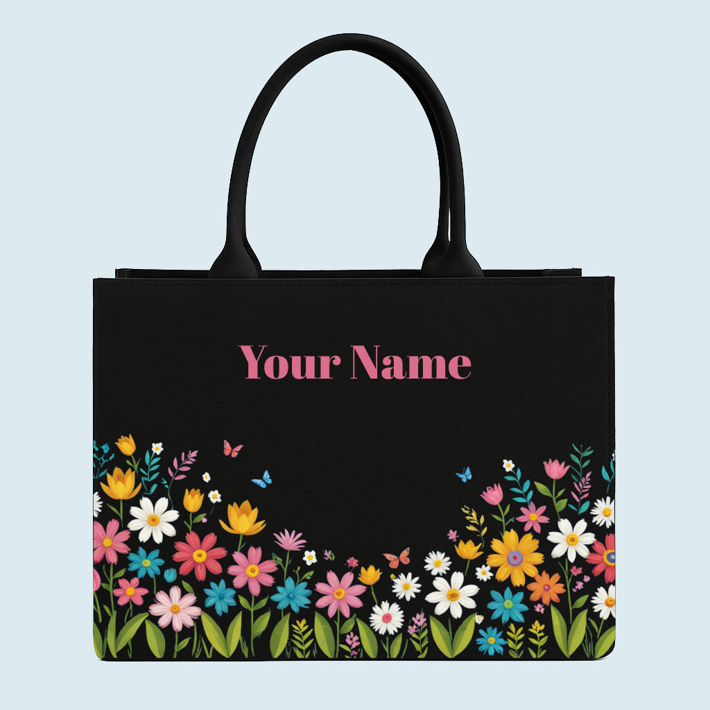 personalised floral tote bag with name for women Nixastyle
