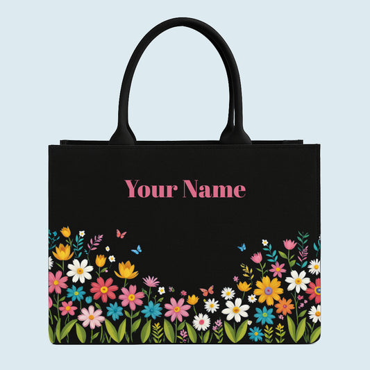 personalised floral tote bag with name for women Nixastyle