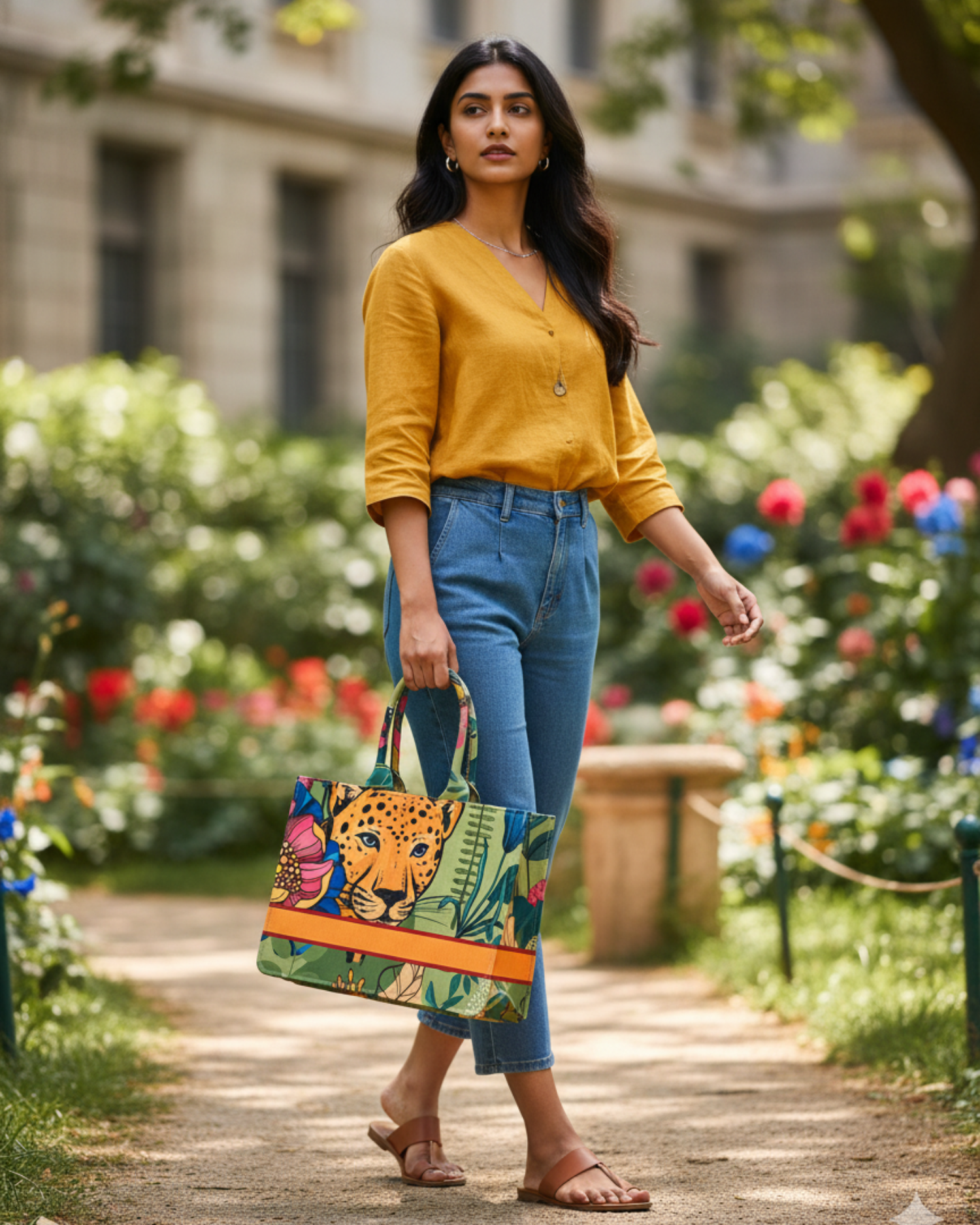 personalised canvas animal print tote bag