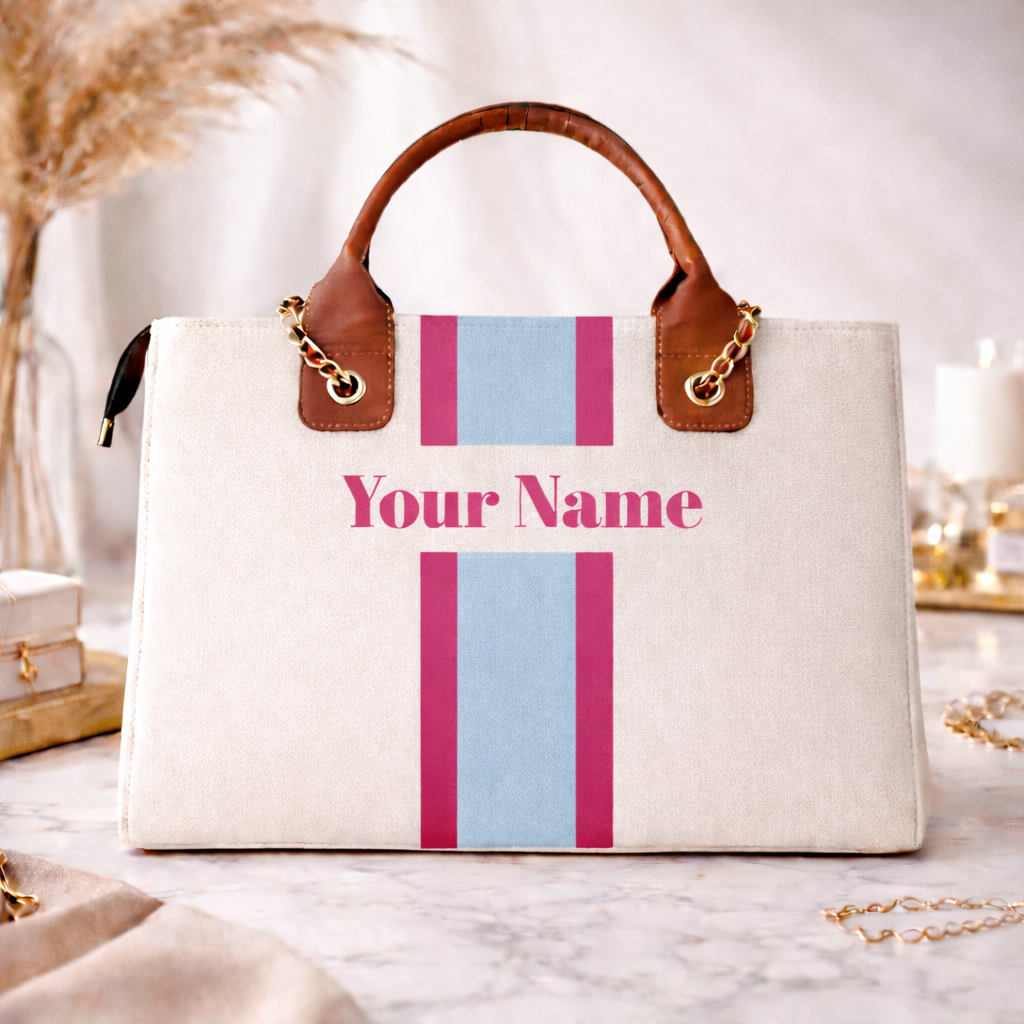 Personalised name canvas tote bag for women custom travel office bag by Nixa Style