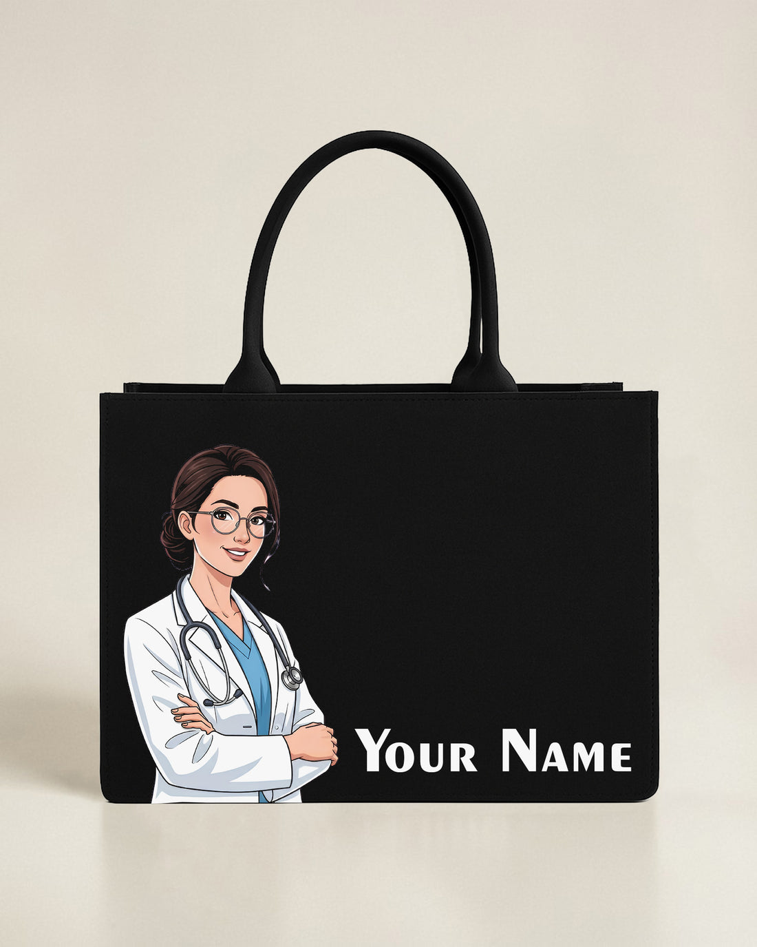 Personalized Doctor Tote Bag with Custom Name Print for Doctors and Medical Students