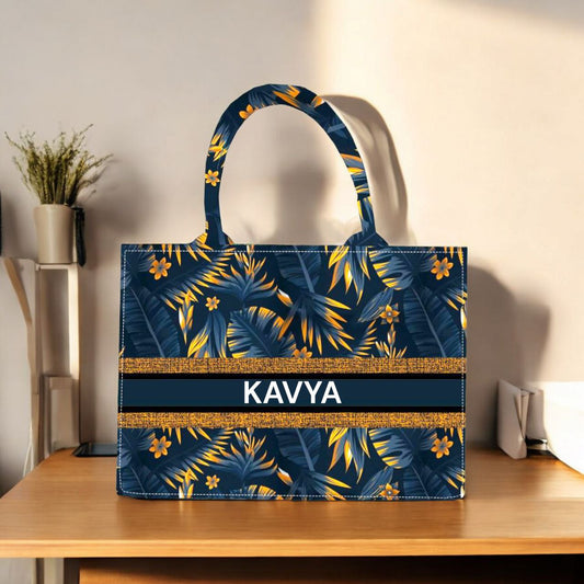 Customized Blue Canvas Tote Bag