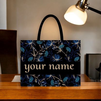 Customised Beautiful Snow Floral Canvas Tote bag