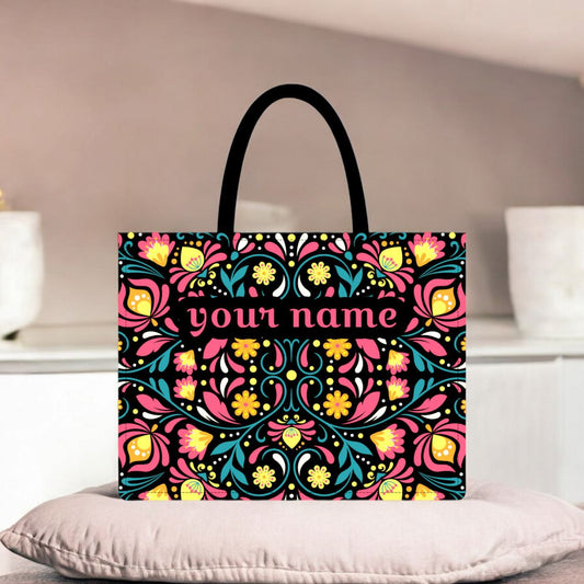 Customised  Floral Elegance Canvas Tote bag