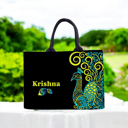 Customized Canvas Peacock Tote bag