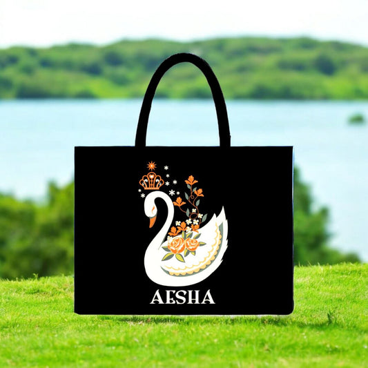 Customised Swan Canvas Tote bag