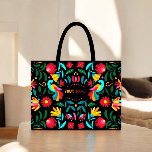 Customised Canvas Beautiful Love Birds Floral  Tote bag
