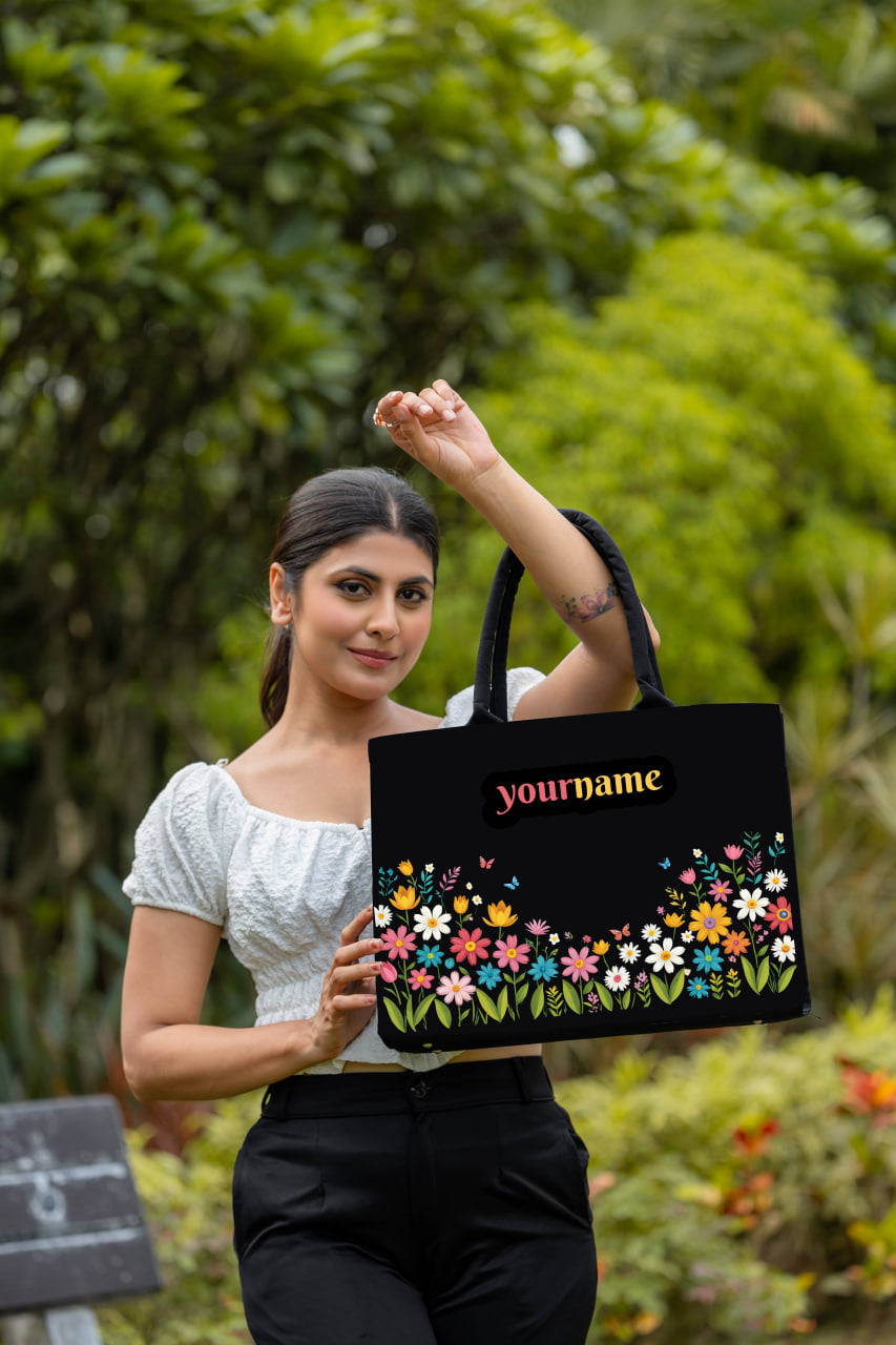 Customised Canvas Flowers Tote bag
