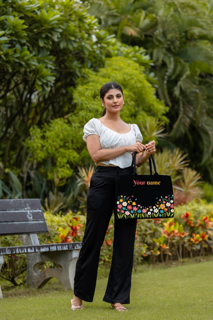 Customised Canvas Flowers Tote bag