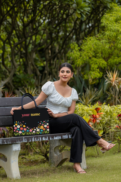 Customised Canvas Flowers Tote bag