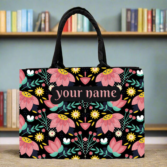 Customized Tote Bag With Lotus Print