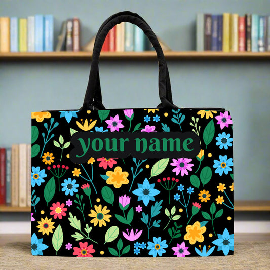 Customized Tote Bag With Floral frame Background
