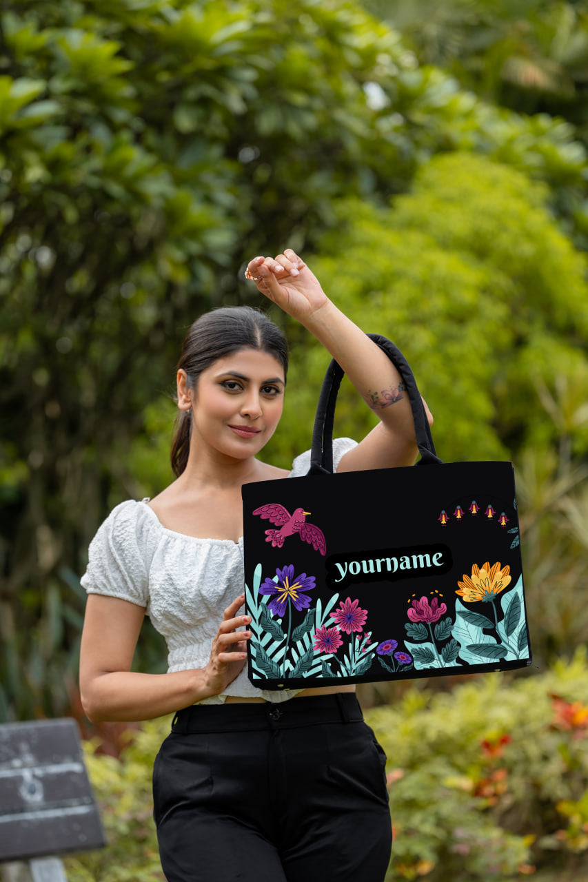 Customised Canvas Black Tote bag