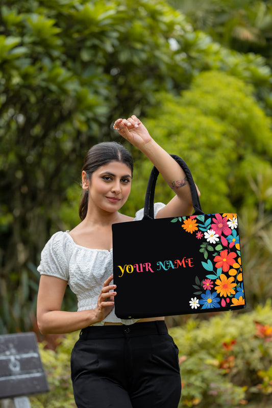 Customized Tote bag With Flower Town Print