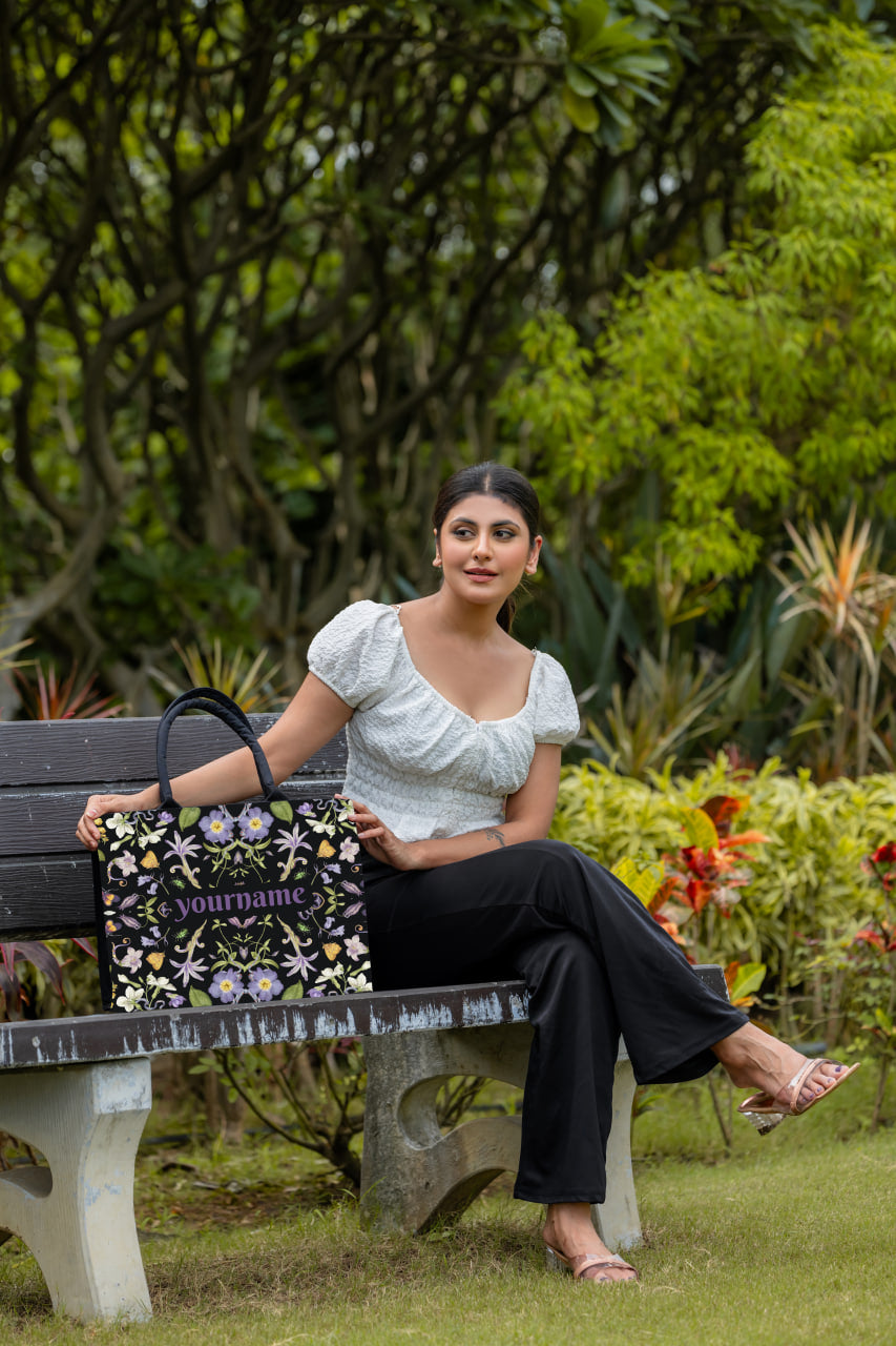 Customised Canvas ColourFull Flowers Tote bag