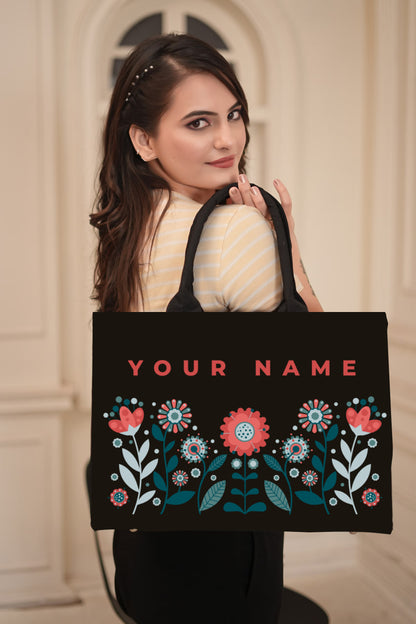 Customized  Tote Bag With Rising Flower Pattern