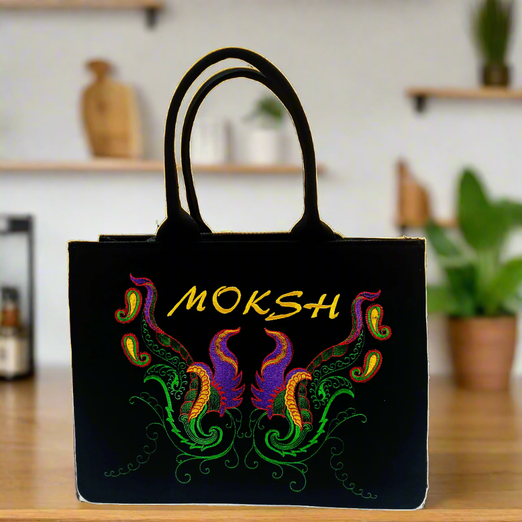 "Nixa Bloom Embroidered Colorful tote Bag