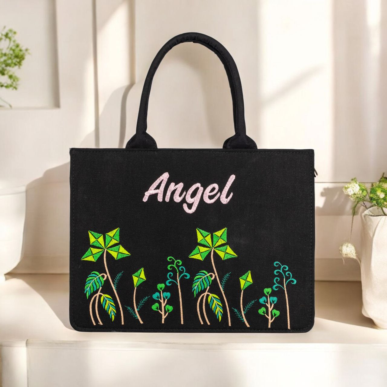 "Nixa Bloom Embroidered Colorful tote Bag