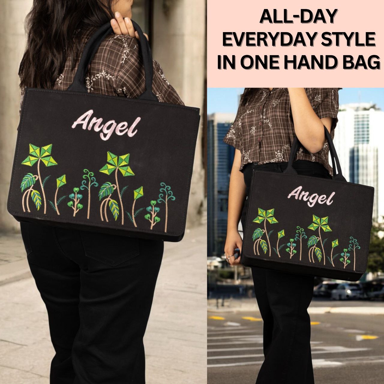 "Nixa Bloom Embroidered Colorful tote Bag