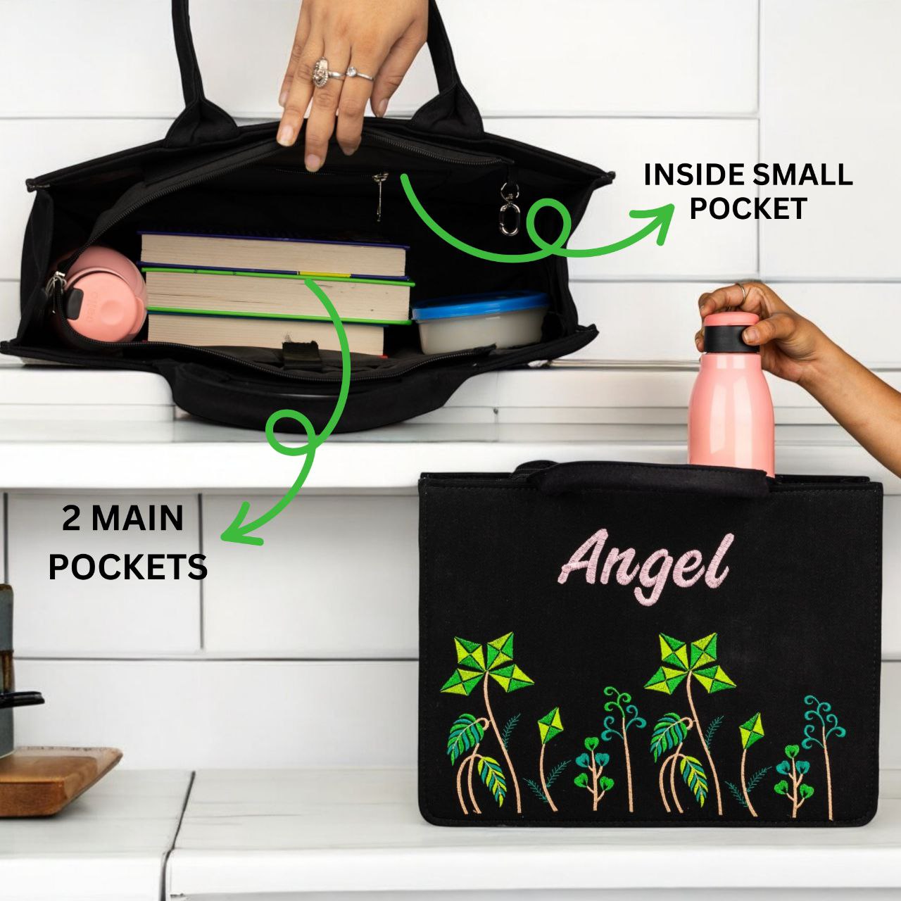 "Nixa Bloom Embroidered Colorful tote Bag