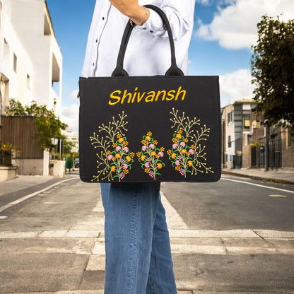 "Nixa Bloom Embroidered Colorful  Flower Valley Tote