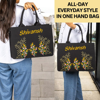 "Nixa Bloom Embroidered Colorful  Flower Valley Tote