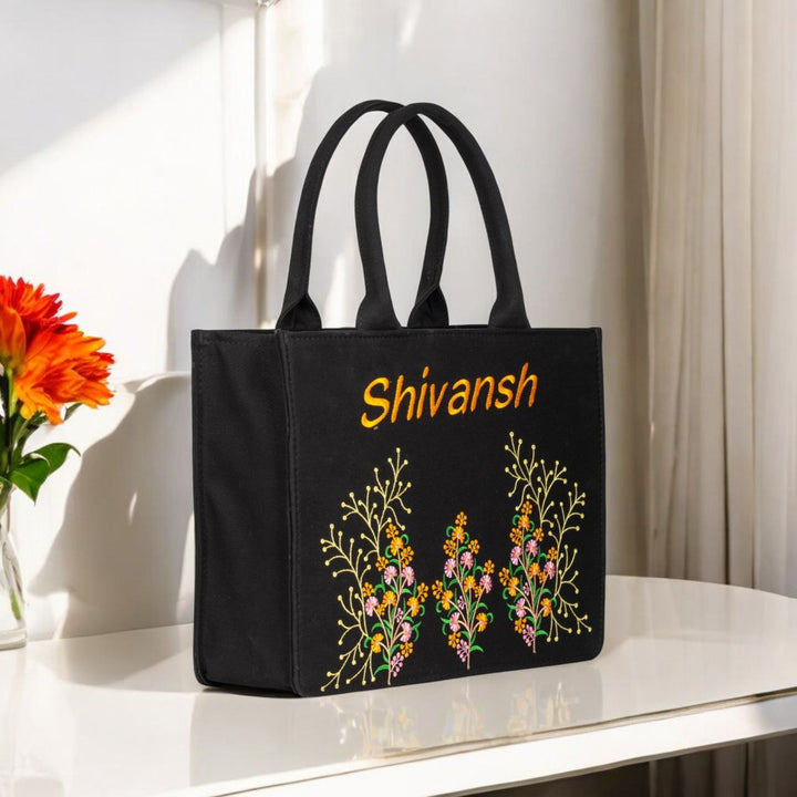 "Nixa Bloom Embroidered Colorful  Flower Valley Tote