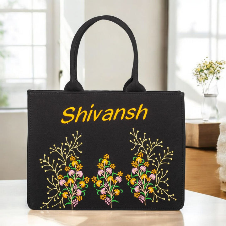 "Nixa Bloom Embroidered Colorful  Flower Valley Tote