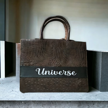 Customised Coffee Croco Synthetic Leather Tote Bag