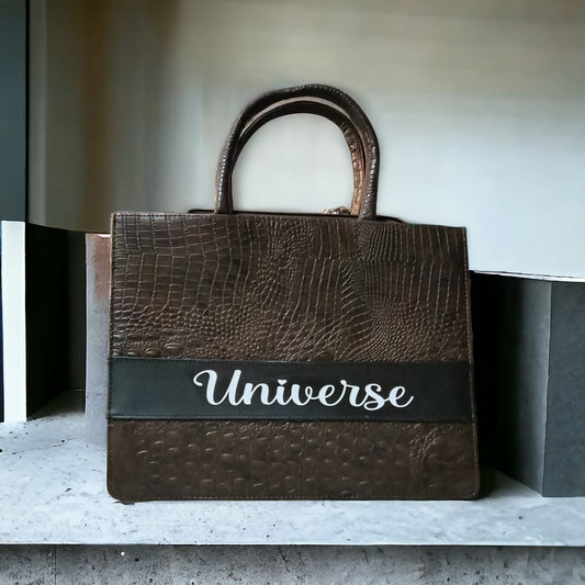 Customised Coffee Croco Synthetic Leather Tote Bag