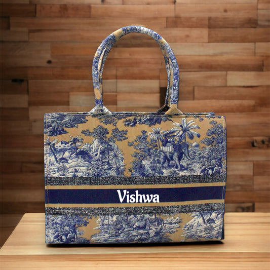 Customized Elephant Town Canvas Tote Bag