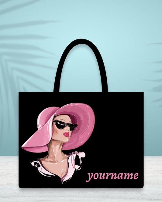 Customised Canvas Beautiful Girl with Het Tote bag